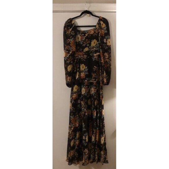 NWT $898 VERONICA BEARD RUNWAY AVANI BROWN FLORAL PRINT SILK MAXI DRESS SZ US 2 - Picture 9 of 10
